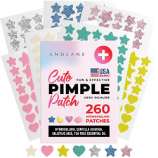 260 Pcs Cute Pimple Patches - Star, Heart, Cloud, Moon Shapes, 7 Colors, 2 Sizes