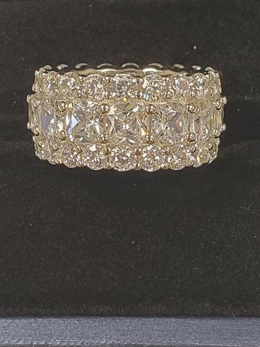 ITALO Micro Pave Eternity Created White Sapphire Wedding Band 925 - Picture 7 of 8