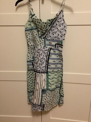 LOFT Patchwork Floral Strappy Slip Dress 0P Petites Sleeveless Cowl Neck