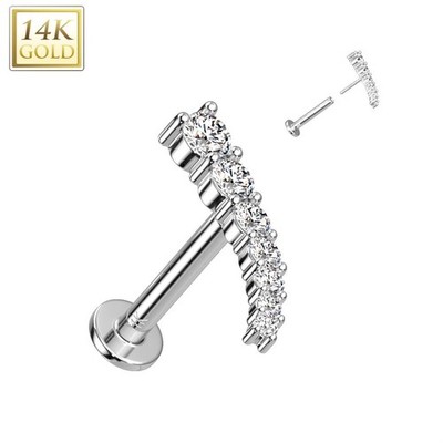 Curved 14K White Gold Ear Labret Piercing | eBay