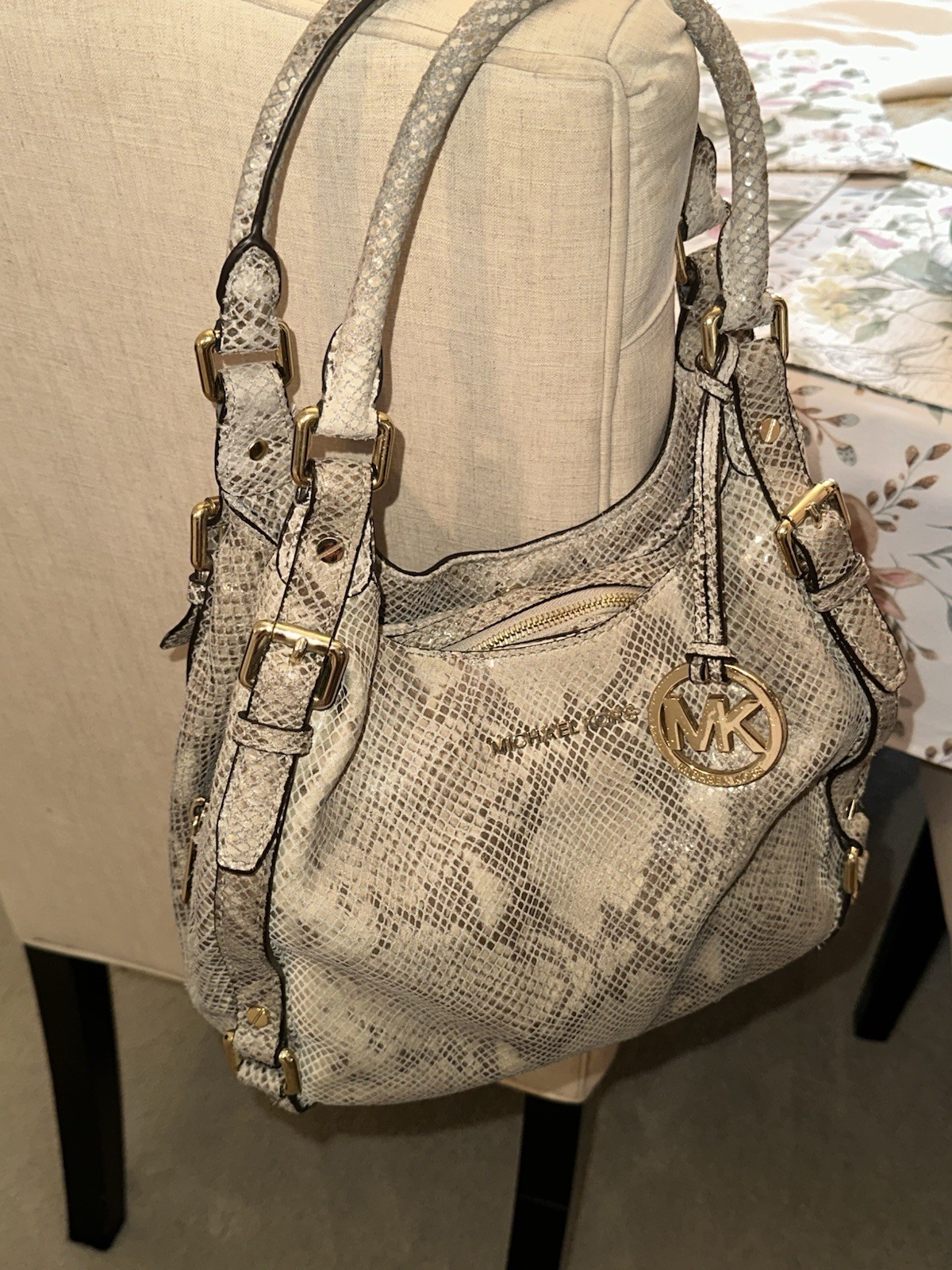 Michael Kors Bedford Med Python Snake Embossed Le… - image 2