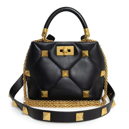 Valentino Garavani 2W2B0I97BSF Roman Studs Small Nappa Black Handbag #873