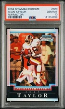 SEAN TAYLOR Rookie 2004 Bowman Chrome Refractor /500 Redskins RC #120 PSA 10