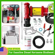 12V Fuel Transfer Pump w/Manual Nozzle, 10 GPM High Flow DC Diesel Transfer P...