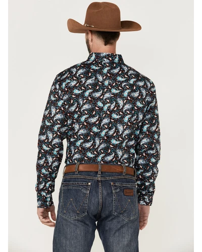 Rank 45 Men's Rodeo Large Paisley Print Long Sleeve Button-Down Western Shirt - Picture 4 of 4