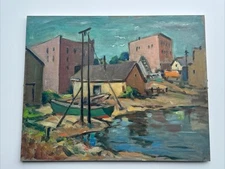 ANTIQUE WPA PAINTING REGIONALISM LANDSCAPE IMPRESSIONIST 16 BY 20 INCHES URBAN