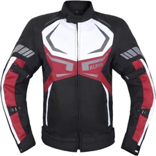 ALPHA CYCLE GEAR JACKET, MOTORCYCLE JACKET MENS CE ARMORED X-LARGE, RED