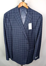 NWT HART SCHAFFNER MARX Blue Check New York Fit Sport Coat 46L Dual Vent USA