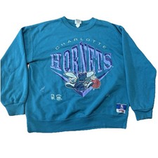 90  s Charlotte Hornets Vintage NBA Heavyweight Nutmeg Mills Crewneck Large Sweat
