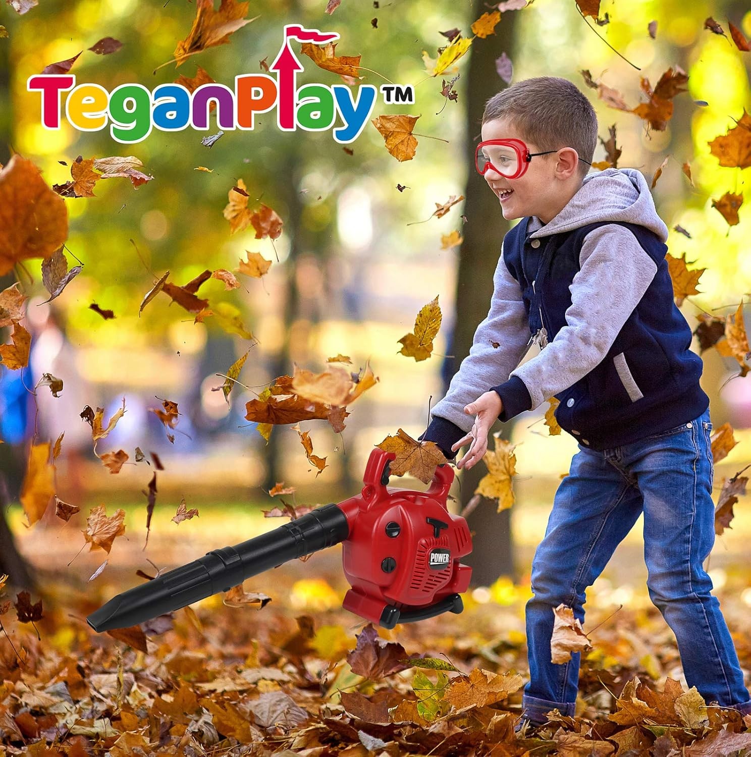 Power Garden Tools Set for Kids Battery Operated Toy Leaf Blower, Hedge Trimmer