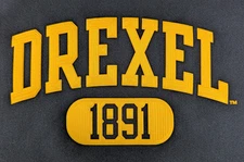 Champion reverse weave hoodie XL blue gold pullover spellout Drexel