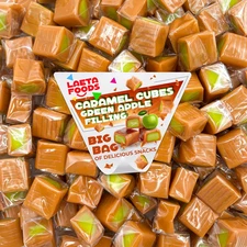 Caramel Cubes Candy 1 Pound Bag Green Apple Filling Individually Wrapped