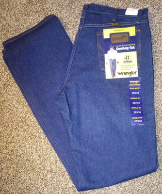 Wrangler 47MWZ Regular Fit Cowboy Cut Jeans Mens 38x38 Blue Denim Straight Leg