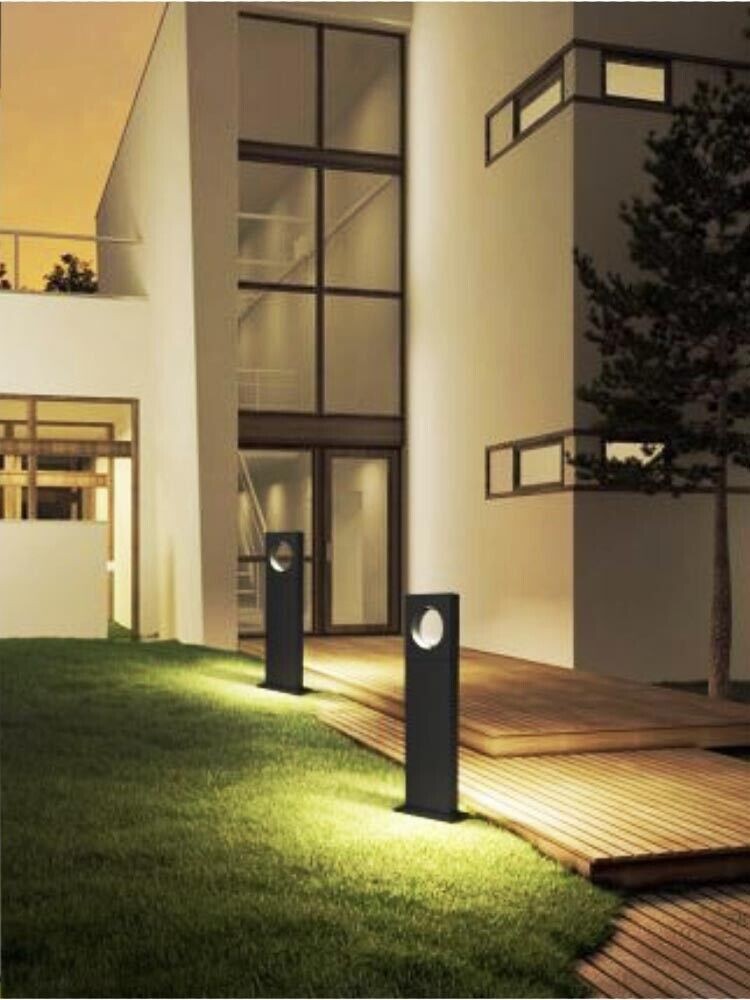 LAMPIONE DA TERRA GIARDINO LAMPADA LED LUCE CALDA 12 W LAMPIONCINO NERO MODERNO
