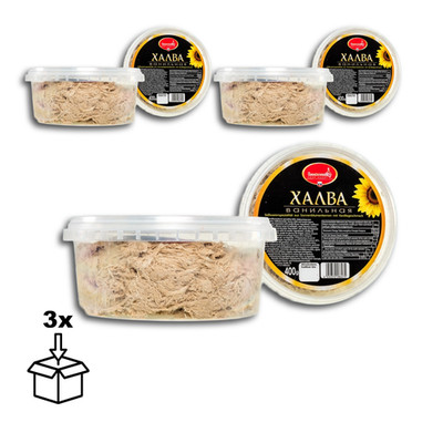 Lackmann Halva aus Sonnenblumenkernen mit Vanillegeschmack, Halwa - 3 x 400g