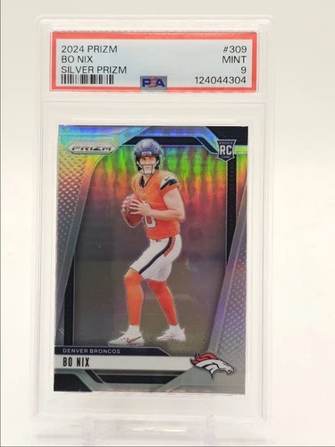 BO NIX 2024 PANINI PRIZM ROOKIE FOOTBALL SILVER BRONCOS F RC PSA 9 Q0004