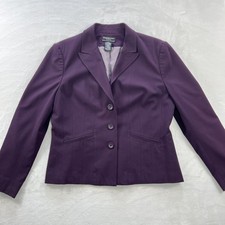 Worthington Works Blazer Women  s 10P Purple Lined 3 Button Stretch Career Jacket
