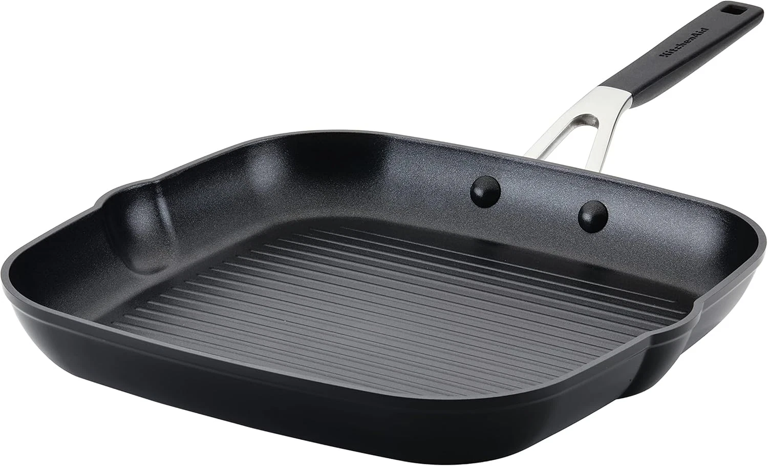 84808 Hard Anodized Nonstick Square Grill Pan/Griddle with Pour Spouts, 11.25 In