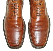 Sz 12 M JOHNSTON & MURPHY Men's Brown Leather Dress Shoes Derby, MADE IN ITALY!