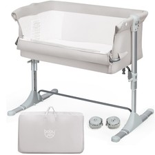 Portable Baby Bed Side Sleeper Infant Travel Bassinet Crib w/ Bag Beige