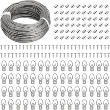 Picture Hanging Kit: 100ft Wire, 60 D-Ring Hangers, 60 Aluminum Sleeves