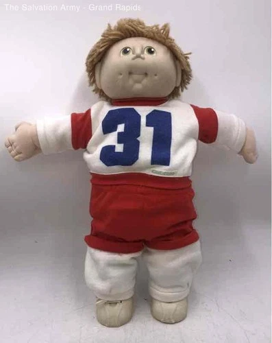 Cabbage Patch Kids Light Brown Yarn Hair Green Eyes Boy Doll In Sports Outfit