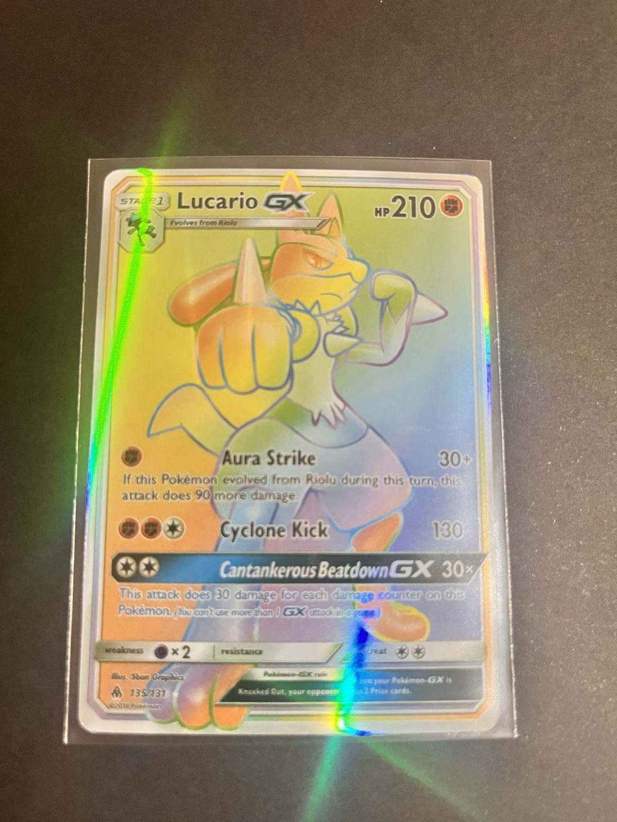 The Pokémon Company Lucario GX Secret 135/131 Forbidden Light Holo EN