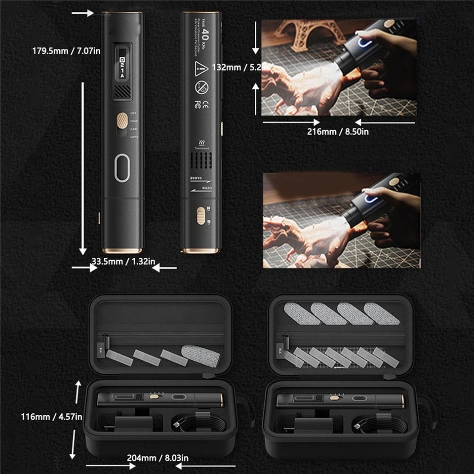 Cuchillo Cortador Ultrasónico 40 kHz, Cortador Ultrasónico 2 en 1 y Pulidor con LED OLED Foto 4 de 4