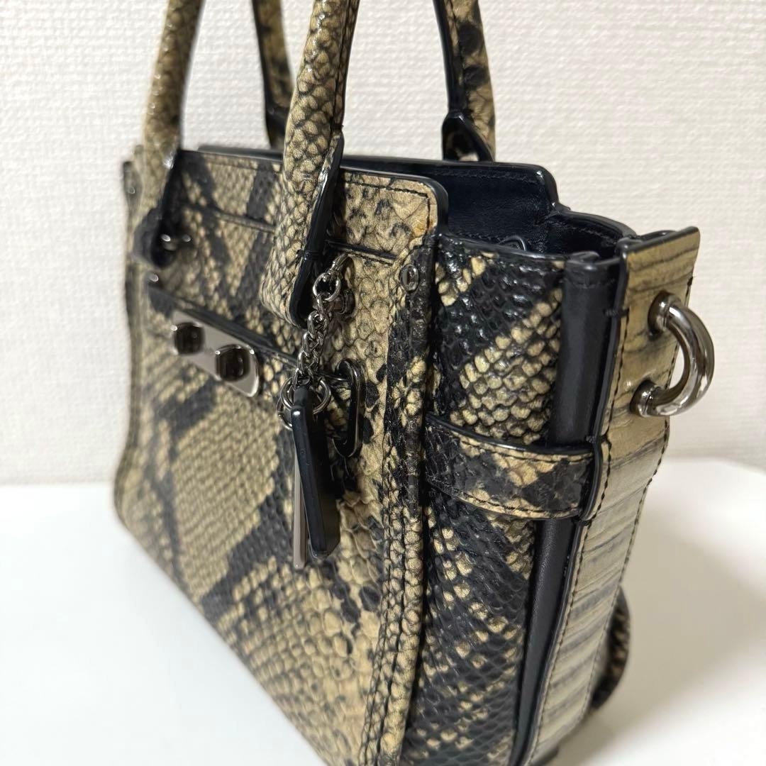 Coach Python Embossed 2-Way Handbag Crossbody Lea… - image 9