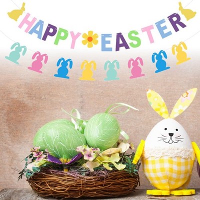 2 Sätze bunte Kaninchenform Banner bunte HAPPY EASTER Garland Bunting