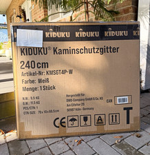 KIDUKU Kaminschutzgitter 240 cm Wei&szlig; klappbar Bohrmontage Metall KMSGT4P-W