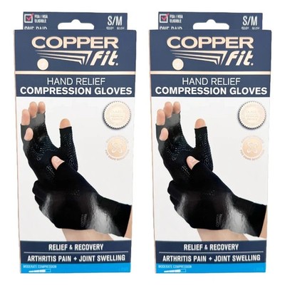Copper Fit Unisex Hand Relief Compression Gloves Small/Medium - Lot of 2 Pairs