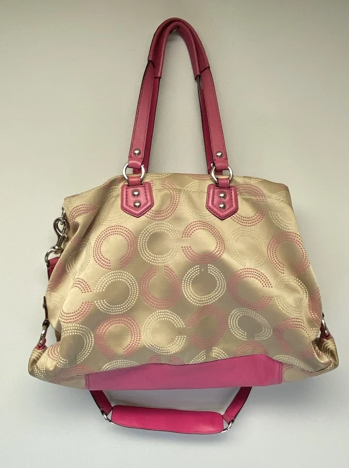 Coach Ashley Signature Tan And Pink Leather Satchel Shoulder Bag A1626-F20049 - Image 4 of 4
