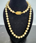 Vintage Monet Hand-Knotted Faux Pearl Strand Necklace with Ornate Box Clasp — photo 3