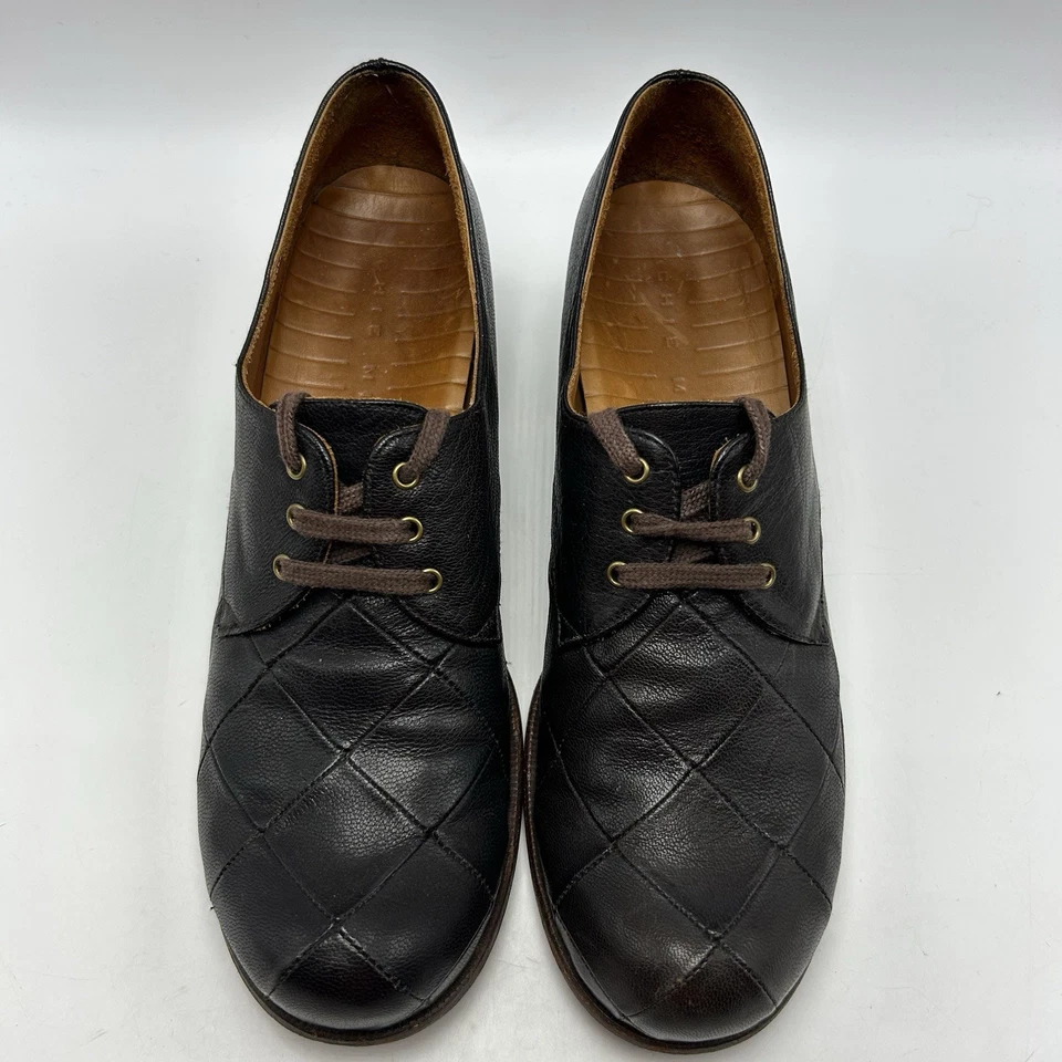 Chie Mihara Lace Up Shoes Womens 9.5 Heel Brown Leather Weave 40 Spain 2in - Image 2 of 4