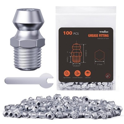1/4''-28 Zerk Grease Fittings, SAE Grease Nipples with Straight, Grease Fittings