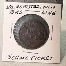 1962 North Olmsted Ohio Bus Line School Ticket Token