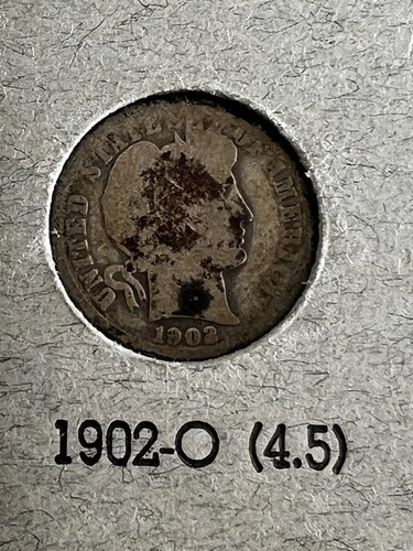 1902-O Barber Liberty Head Dime 90% Silver New Orleans Mint US Coin NR