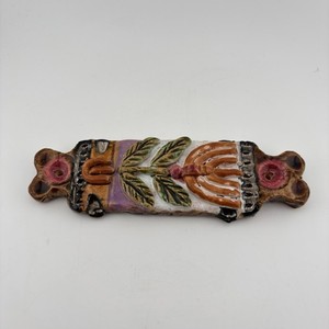 Vintage CHAYA MAGAL Ceramic Mezuzah Manasseh EIN HOD Judaica 6 1/2”