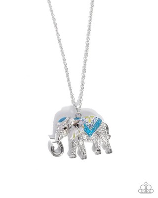 Paparazzi Educated Elephant - Blue  - Painted - Light Iridescent Rhinestones - N