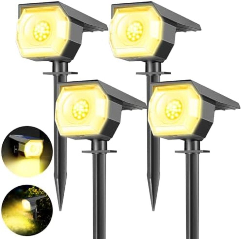 CLY Faretti Solari a LED da Esterno RGB, 30 Modalità Dinamiche Multicolore Luci Solari Esterno