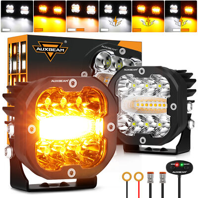 AUXBEAM 3''inch LED Work Lights Pods Strobe Amber White Driving Fog Lamp For Ford
