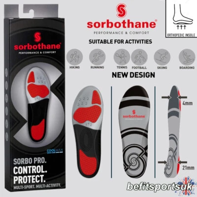 SORBOTHANE PRO ORTHOTIC INSOLES PRONATION SHOCK FOOT PAIN RUN GEL SHOE INSERTS