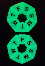2 pc GLOW in the DARK PILL DISPENSER Organizer Case Holder Box Vitamin 7 Day