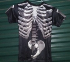 Kids Youth Skeleton Costume Halloween Bones Black Size OSFM