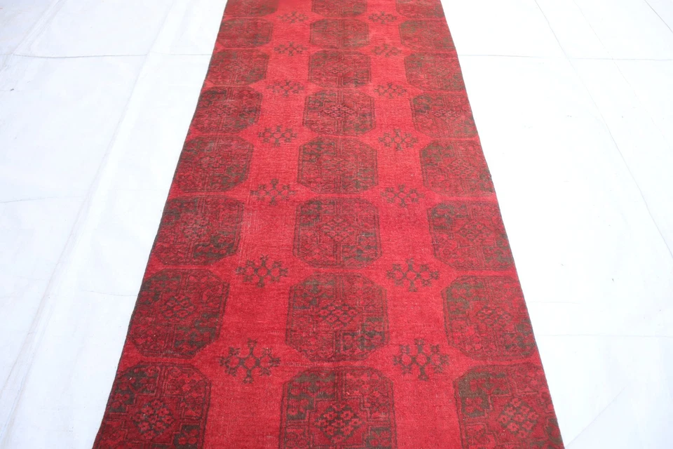 3'7x9' ft Turkmen Handmade Wide Hallway rug- Oriental Area Rug- Gallery Size Rug - Image 2 of 4