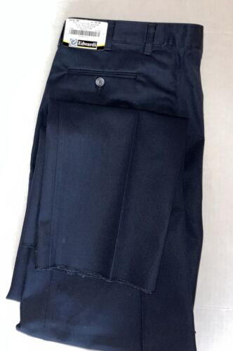 NWT Edwards Garment Dark Navy Classic Fit Slacks Cotton/Poly Men's Pant 32 Unhem