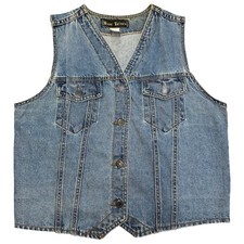 Vintage Team Tactics Denim Vest Button Up Adult Size Large Made In Usa