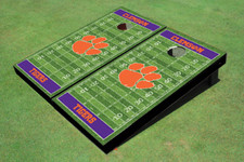 Clemson University Purple Matching Football Field Custom Cornhole Boards