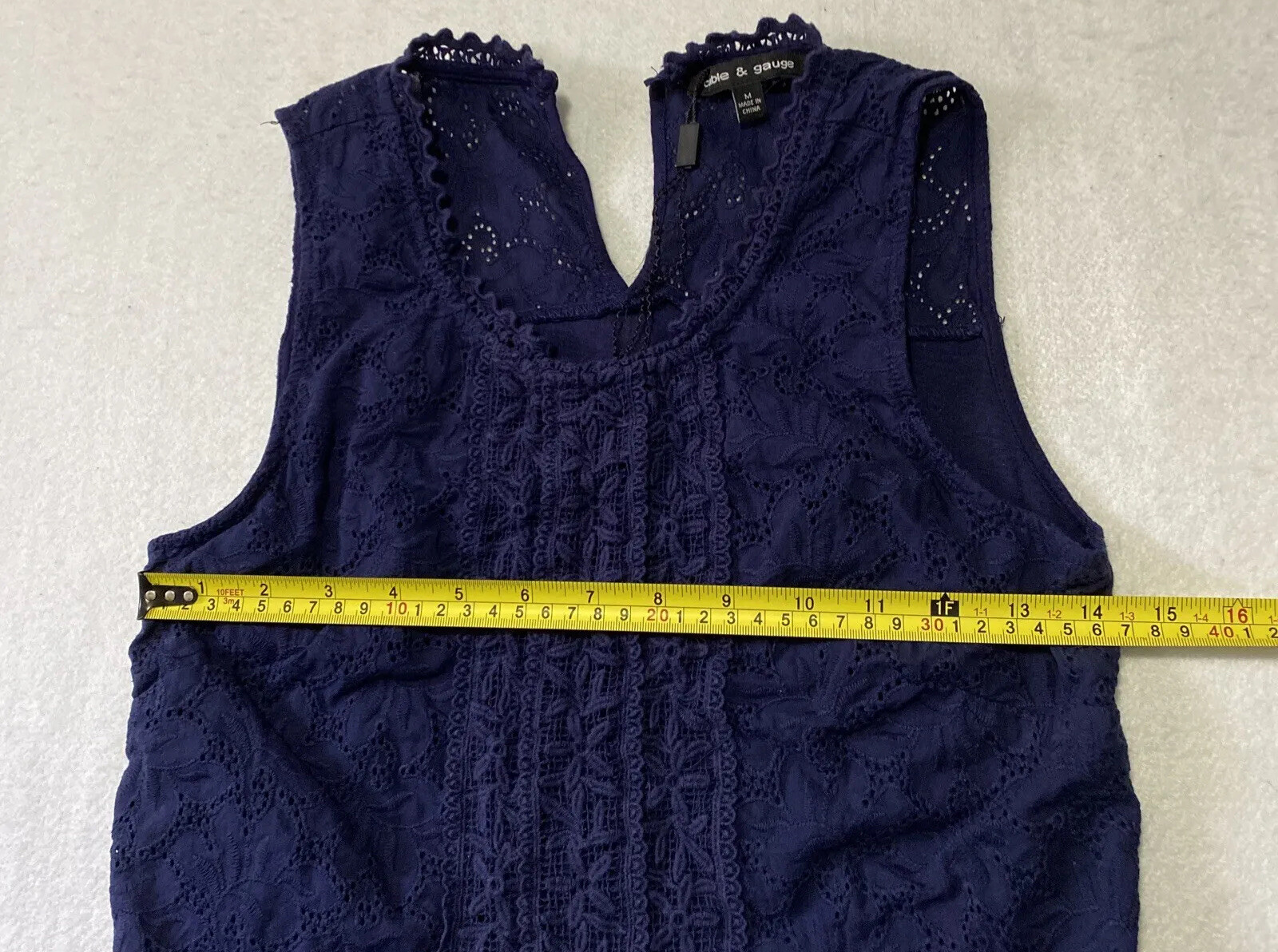 Womens Cable And Gauge Sleeveless Tops Ladies Summer M Blue Blouse T